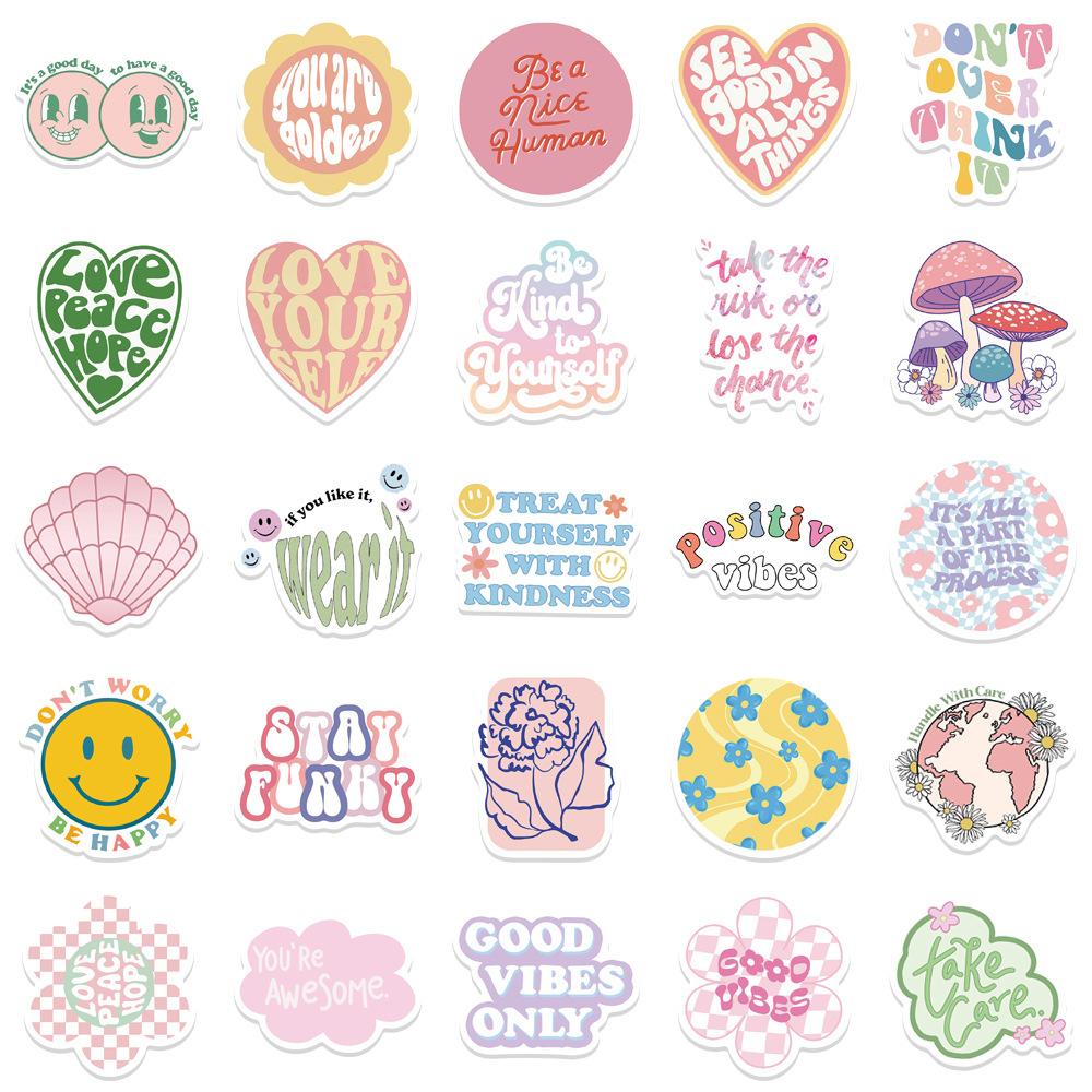 50 Inspirational Sentences Danish Pink Stickers Decorate Suitcase Notebook Waterproof Guitar Not To Be Repeated