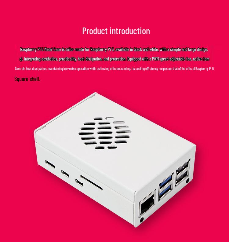Raspberry Pi 5 Metal Case with Cooling Fan & PWM Speed Control