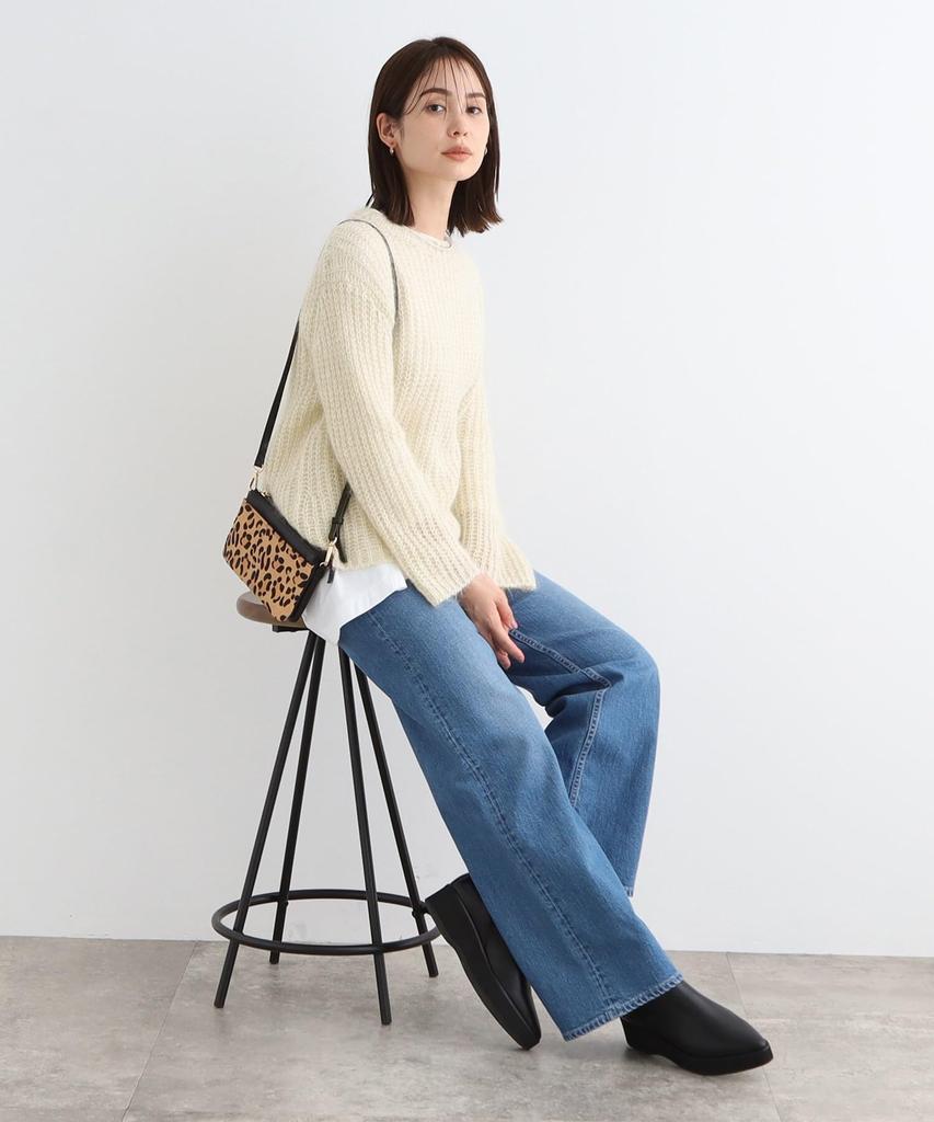 INDIVI Hairy Loose Knit 12719432 Light Gray Size 38 Knitwear/Sweater [Washable/Mohair Blend] Lamé Women's (011) (M)