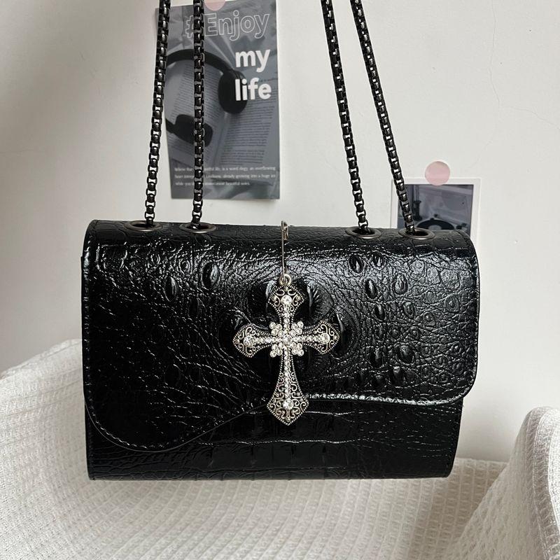 

Mooncat Оригинальная черная готическая сумка под мышку через плечо с узором крокодила Женская премиальная текстура Нишевая сумка Y2g кроссбоди Black
