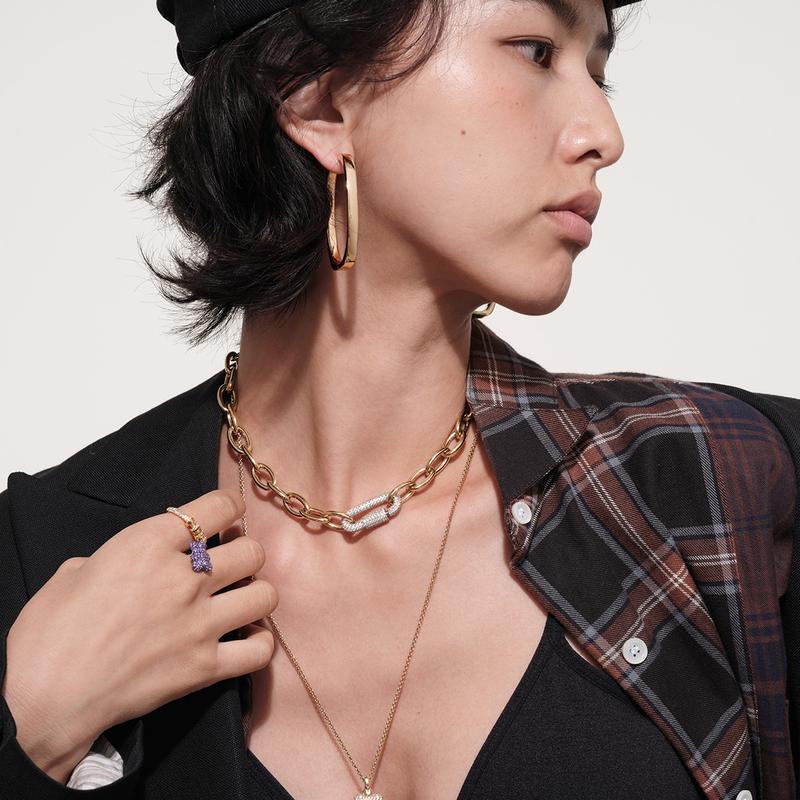 APM Monaco Necklace [Romantic Confession] Pave Chain Link Adjustable Light Luxury Fashion Accessories Versatile Personality Synthetic Cubic TC6758XRH
