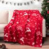 1pc Christmas-Themed Red Festive Reindeer Fleece Blanket, Printed Blanket, Soft Warm Blanket, Ideal Holiday Gift for Classmates, Friends, Family, And 