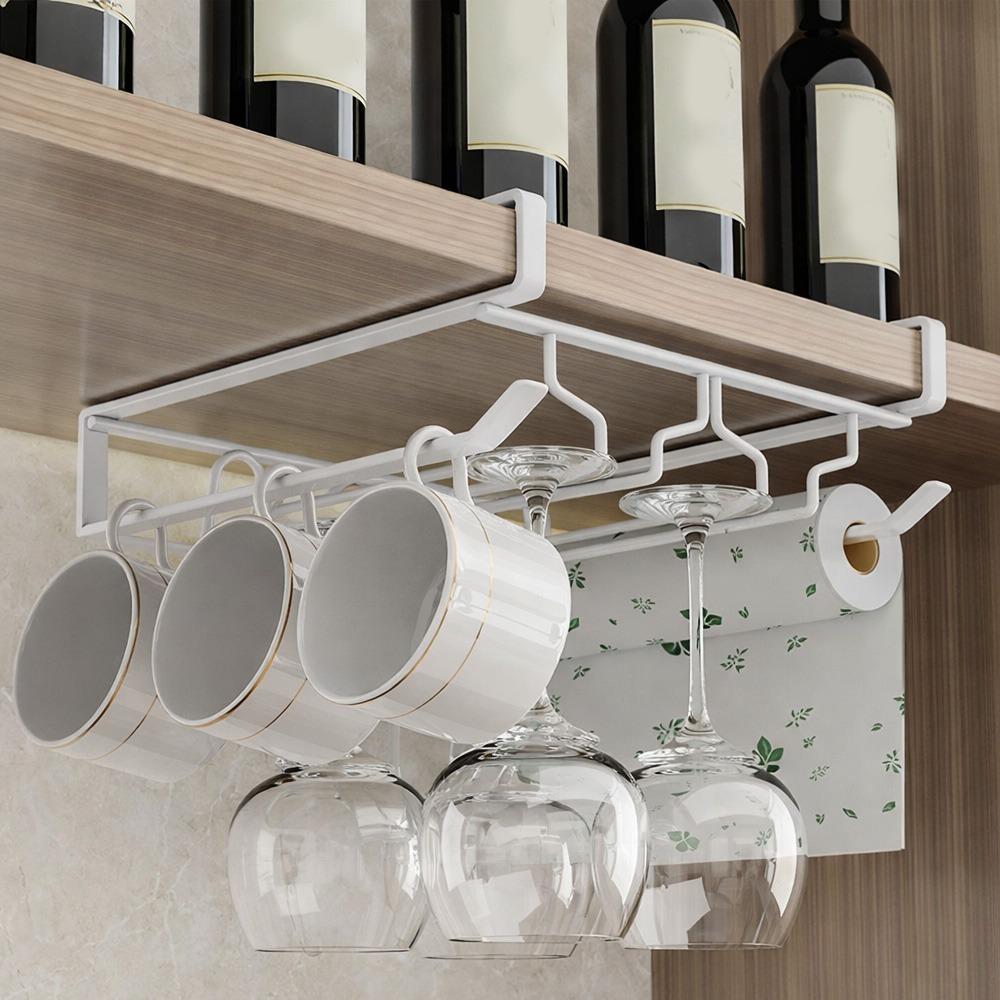 Ventilation Upside Down Shelf Hanging Inverted Goblets Rack Red Wine Glass Rack  Kitchen белый