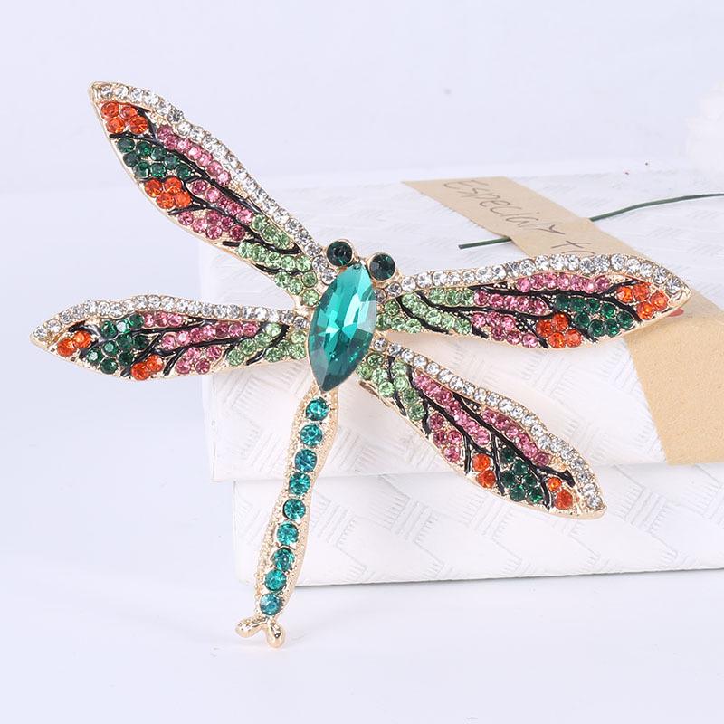 

Брошь «Стрекоза» из сплава Wind Full Diamond, универсальные аксессуары для одежды Temperament зелёный