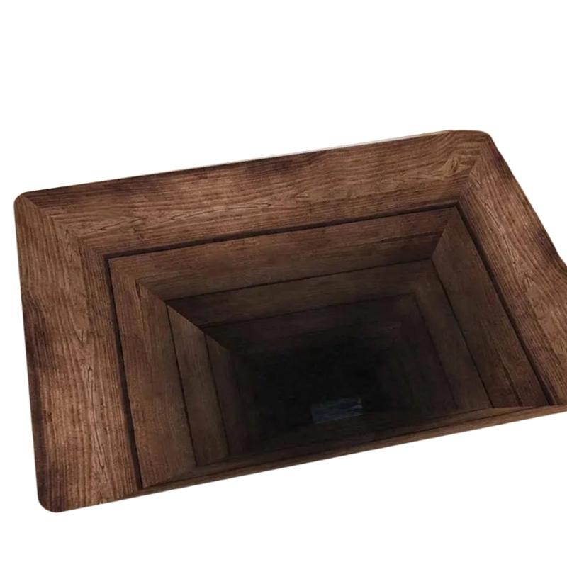 3D Optical Illusion Rug Nonslip Floor Mat for Indoor and Outdoor Use Cave Stone Visual Illusion Doormat for Living Room
