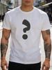 Navy Unisexs Cotton Tee White Big Question Mark Graphic Crew Neck Loose Casual Street Basic Top Summer Daily Male Simple Outdoor