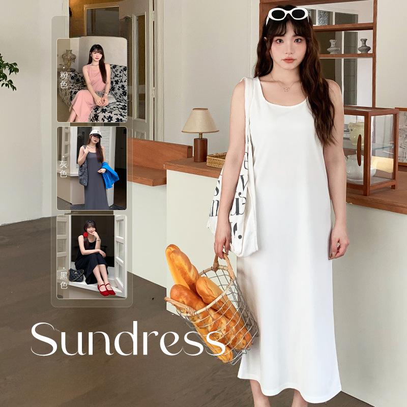 U Neck Sleeveless Vest Dress Women's Spring and Summer Plus Size Multicoloured Halter Dress