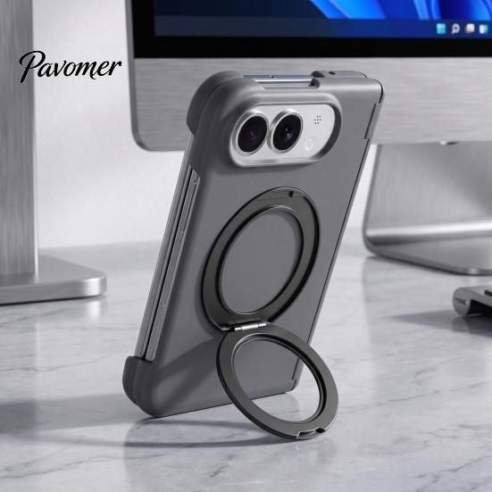 Anti Fingerprint Hard PC Case Magnetic Folding Phone for IPhoneDuo, Hands Free Viewing with 360 Degree Non Slip Matte Finish Rotating Ring Stand,