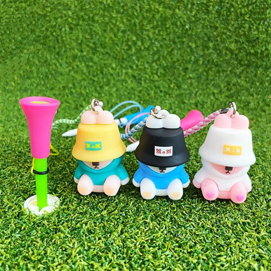 Anti Lost Golf Tee Hanger with Tee Colorful Cartoon Plastic Tee Hoop Ring with Strap Golf Accessories for Men Women Golfer Gifts