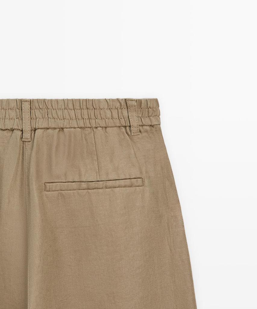 Masimodutti 100% Linen Wide Leg Stretch Pants