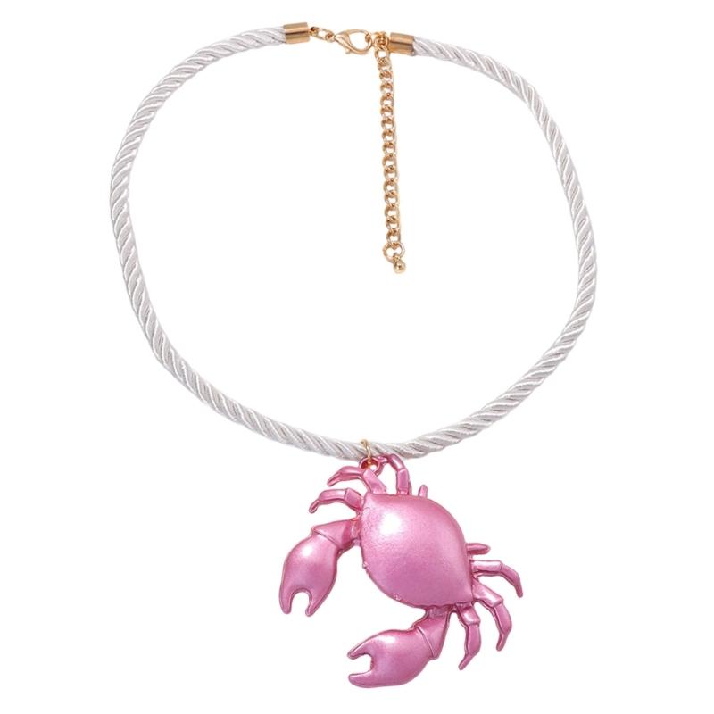 Collana Trendy con Ciondolo Granchio Multicolore Catena Clavicola in Lega Multicolore Gioiello Statement Per Uso Quotidiano