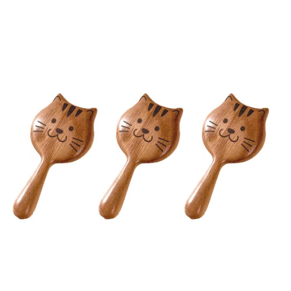 Kitten Scalp Massage Brush Cartoon Sandalwood Scalp Meridian Combs Home Use Body Massage Guasha Scraping Comb Meridian Combs