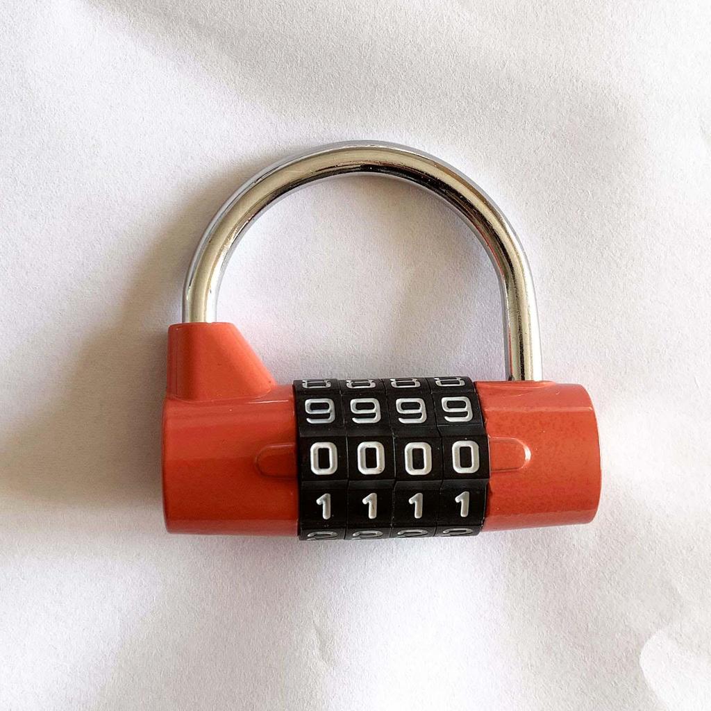 U-Shaped Zinc Alloy 4-Digit Combination Padlock for Luggage, Gym, Office