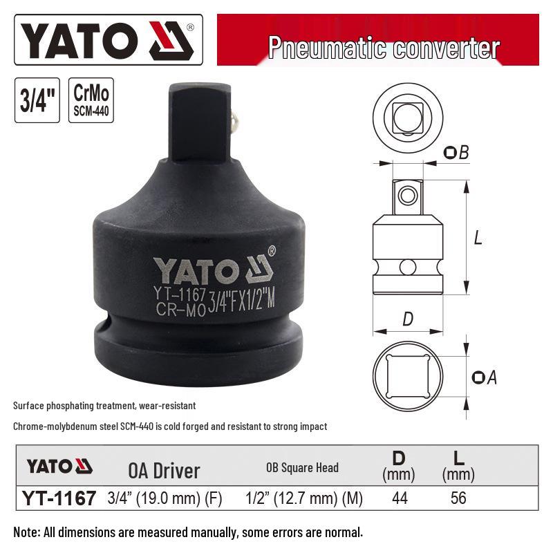 YATO Pneumatic Reducer: Air Gun Joint 3/4" To 1" To 1/2" Adapter