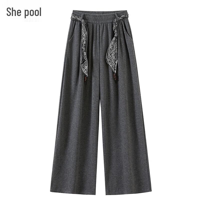 

Women s Drapey Wide-Leg Elastic Waist Casual Pants L