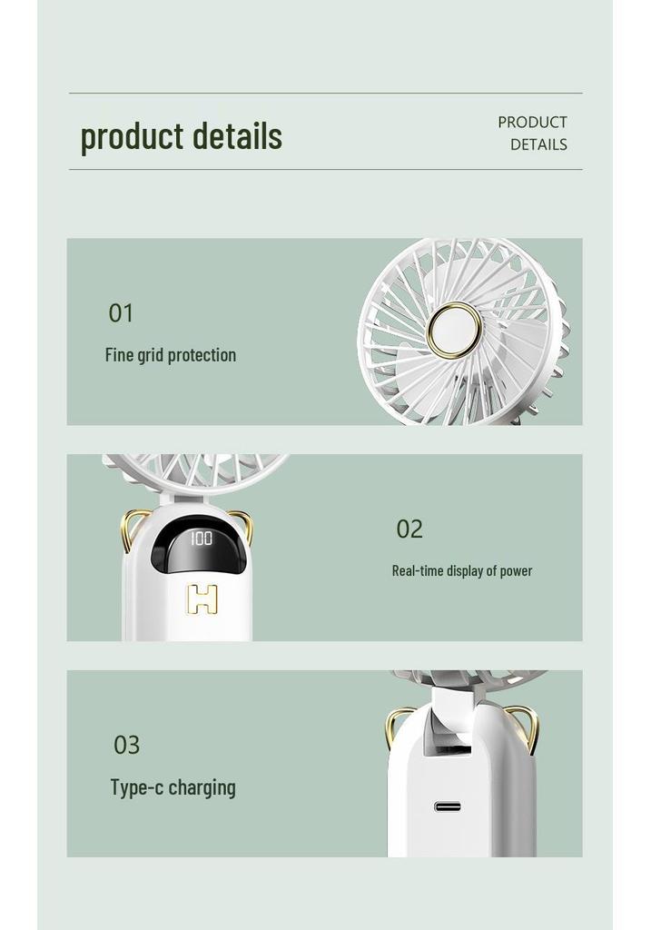 Foldable USB Rechargeable Silent Neck Fan - Handheld & Desktop
