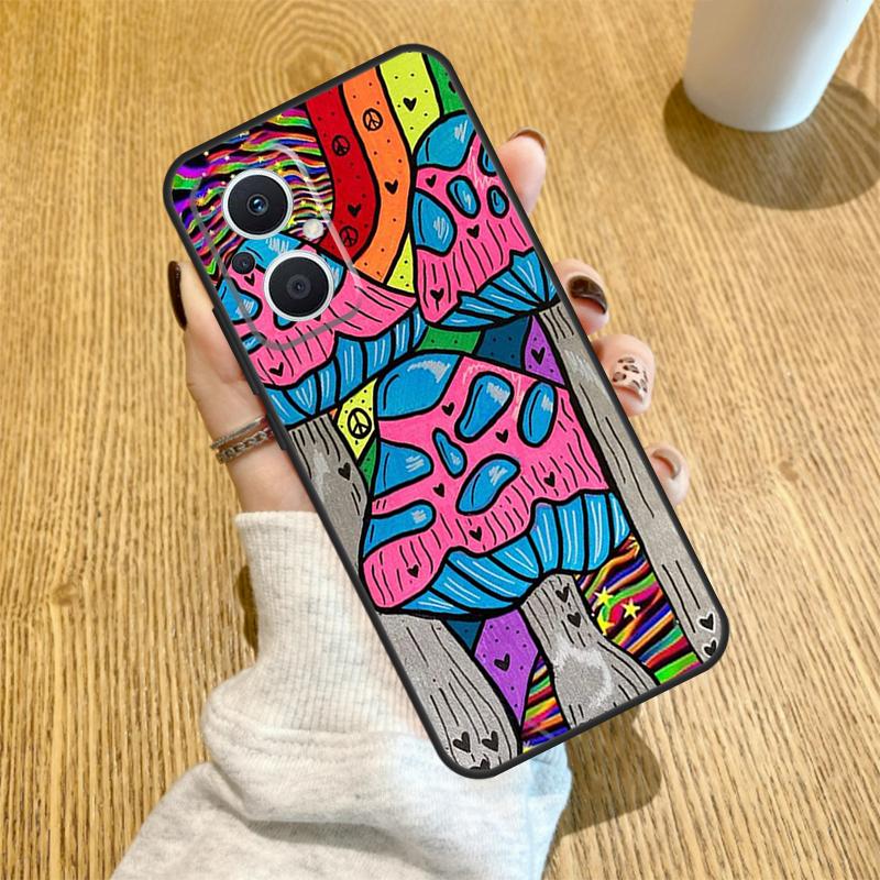 Mushroom Psychedelic Trippy Frog Funda For OPPO Reno 13 F 14F 12F 11F 8T 7 8 Lite 10 11 12 14 OPPO Find X5 X6 X8 X9 Pro Case