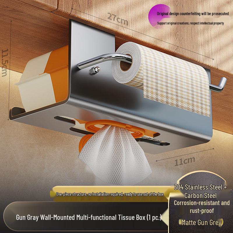 Kitchen Wet Wipe and Paper Towel Holder: Hanging Cabinet Pull-out Tissue and Rag Storage Box