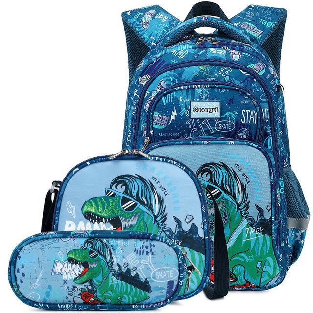 School Bags Child School Backpacks For Teenager Girls Boys Cartoon Dinosaur Anime Backpack Lunch Box With Pencil Case