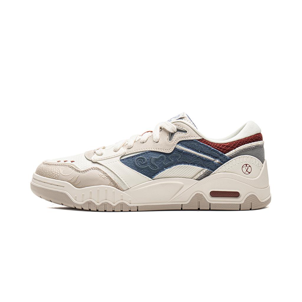 Li Ning Moon White 3 Versatile Retro Fashion Classic Trend Thick Sole Sneakers Non-Slip Shock Absorbing Wear-Resistant Low-Top Skate Shoes AGCV077-14