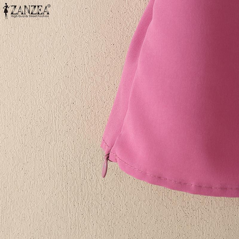 ZANZEA Bluză Casual de Vară cu Guler Pătrat și Mâneci Scurte pentru Femei