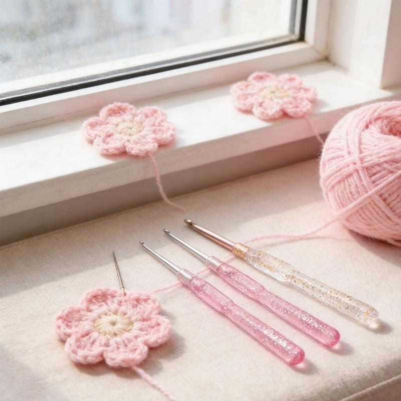 Multiple Size Crochet Hook Set with Gauges Storage Bag Ergonomic Handle Efficient Knitting Projects Solution