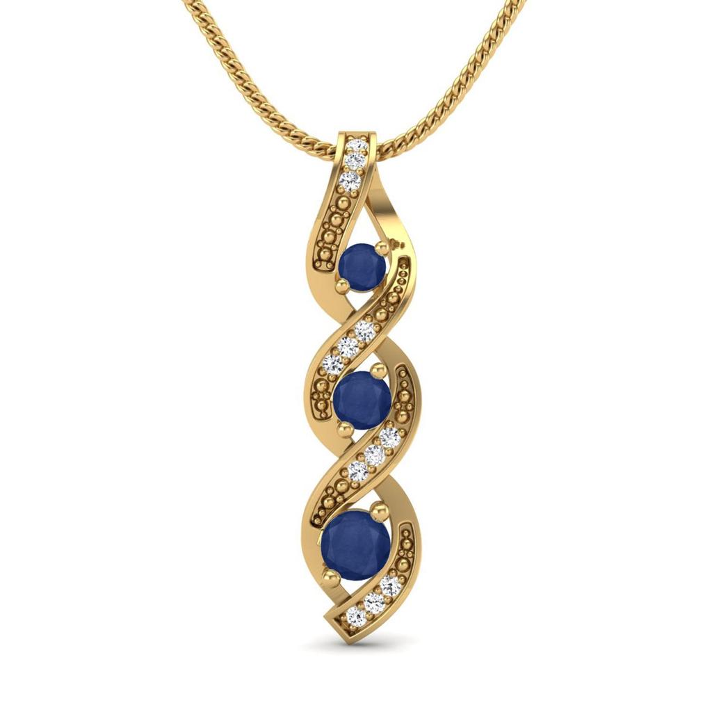 Blue Sapphire Spiral Necklace- Sterling Silver