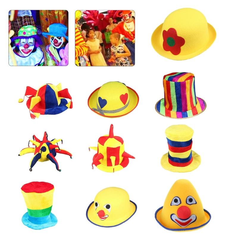 Amusement Park Clown Hat Carnival Men Circus Vintage Hat Party Flat Top Show Style Top Bonnet Men Cosplay Party Hat