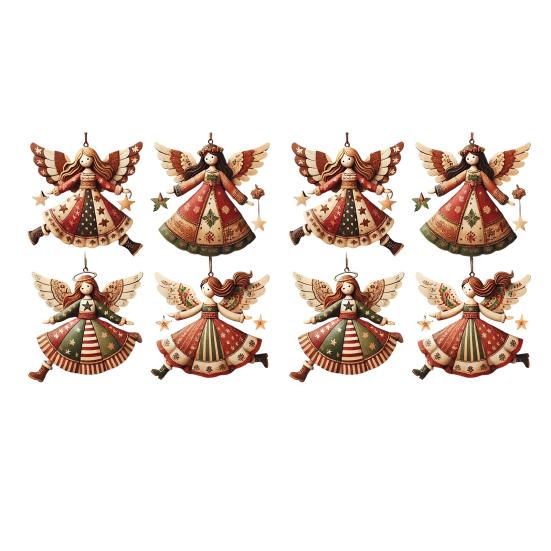 Christmas Wooden Angel Ornaments Rustic Angel Christmas Tree Ornament Retro Small Angel Hanging Decoration for Holiday Party Decor