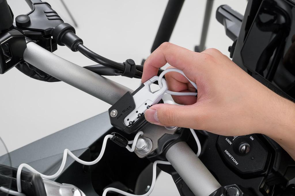 TANAX MF-4773 Motorcycle Anti-Theft Helmet Wire Lock Handle Clamp Attachment Coil White 3 Digit Dial Lock 1000m