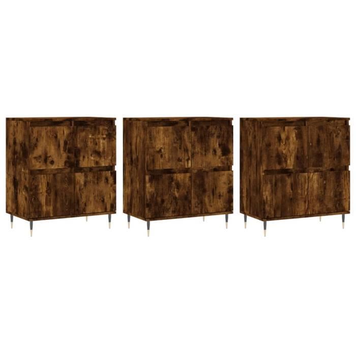 VidaXL Buffets 3 Pcs Smoked Oak Engineered Wood 3190194