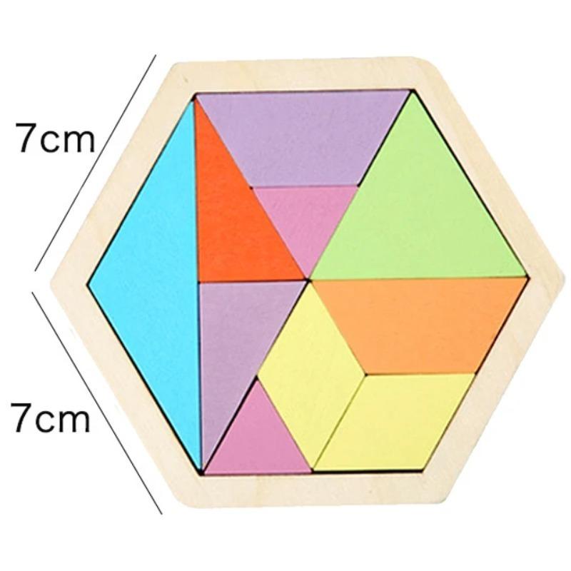 Montessori Holzspielzeug 3D Puzzle Tangram Mathespielzeug Baby Hand Greifbrett Form Zuordnungs-Puzzle Lernspielzeug für Kinder