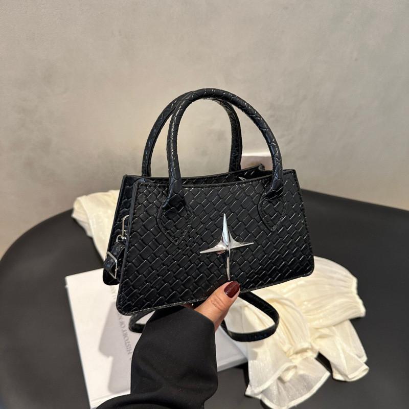Crossbody Shoulder Retro Bag With Star Decoration And Woven Pattern For Daily