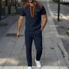 Men's Summer Hooded Drawstring Casual Sport Two-Piece Set