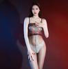Oil Shiny Crotchless Body Stockings Women Sexy Adjustable Suspenders Jumpsuit Lace Nylon See Through Lingerie Stretchy Nightwear