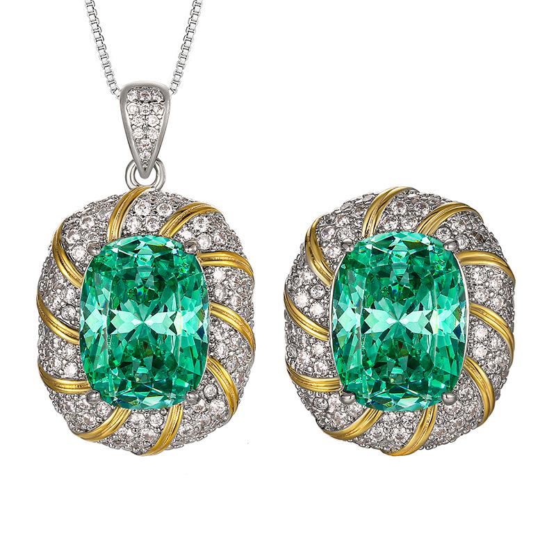 Jewelry Copper Bottom Gold-Plated Simulation Bird'S Nest Chepala Green Temperament Suit Female 12 * 16