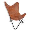 Leather Living Room Chairs-Leather Butterfly Chair-Hand Weaved Tan Brown Leather Butterfly Chair-Handmade with Black Powder Coated Folding Iron Frame.