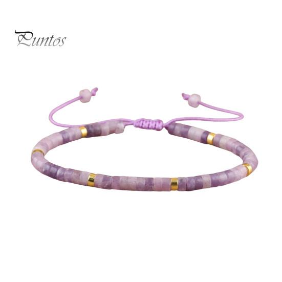 

Жіночий браслет з китицею Регульований шнур Натуральний камінь Гладкий Зцілення розуму Спокій Впевненість Ювелірні вироби ручної роботи День подяки Різдво Дні народження світло-фіолетового кольору