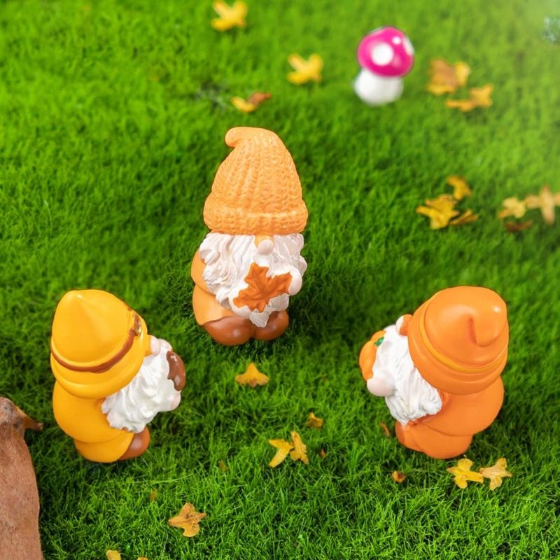 Set Of 3 Resin Leaf Miniatures Gnomes Ideal for Indoor and Outdoor Use Adds Unique Charm to Any Home or Garden Setting