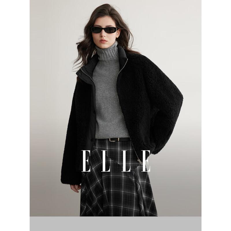 ELLE Women s French Patchwork Lambswool Short Jacket L