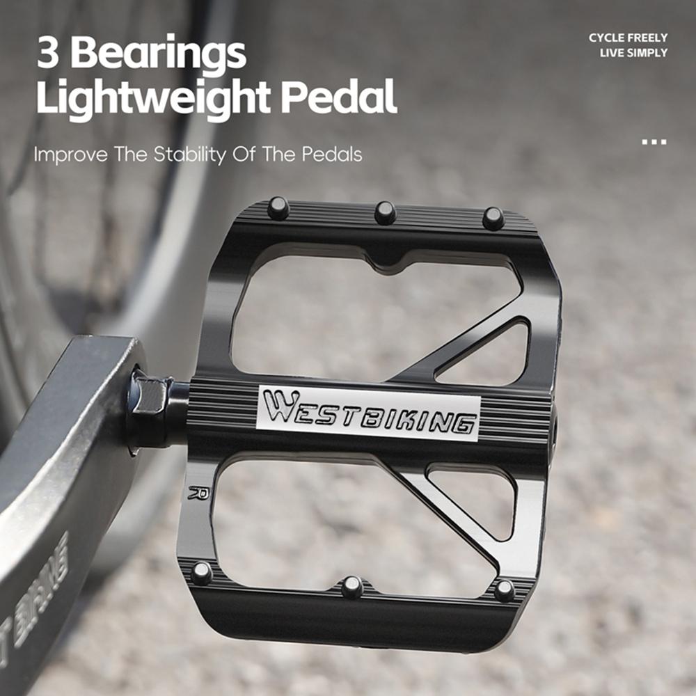 WEST BIKING YP0802126 1 Pair Bike Pedals Triple Bearing Aluminum Alloy MTB Bicycle Foot Pedals