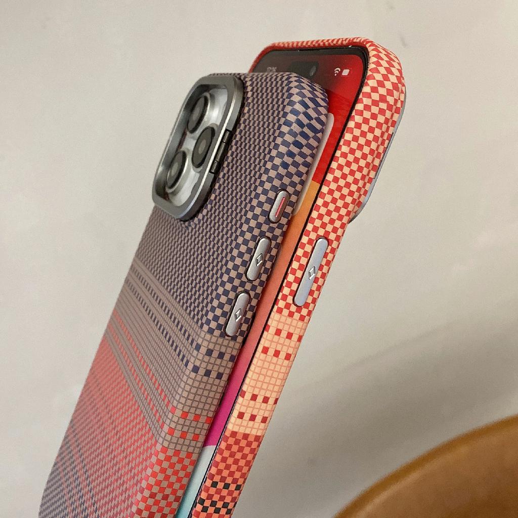 For iPhone 14 Pro Max Case Compatible with MagSafe PC Phone Back Cover Metal Lens Frame Kickstand