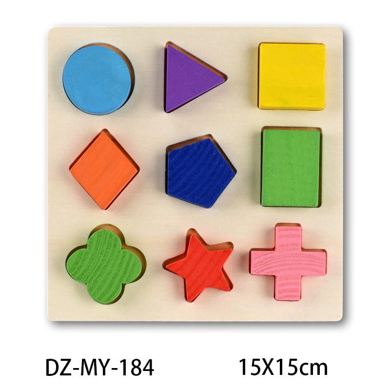 Non-Toxic Wooden Puzzle Geometric Shapes 3D Puzzle Montessori Toys Sorting Math Preschool Learning Wood Puzzles Toys For Kids