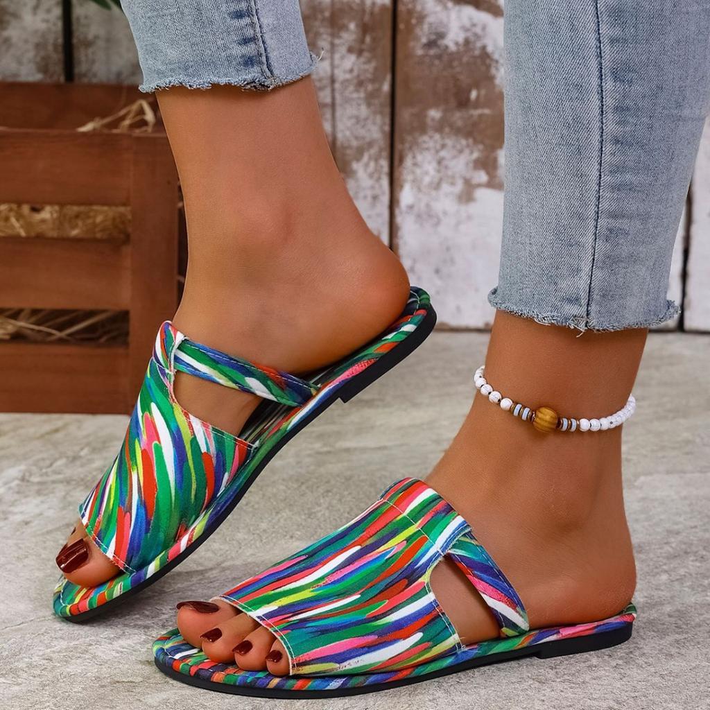 2025 summer new women's casual sandals flat slippers independent station large size women's shoes