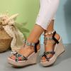 Fashion 2025 NEW Casual Fashionable Wedge Roman Summer Flower Thick Sole Sexy High Heels Women's Walking Open-toe Sandals