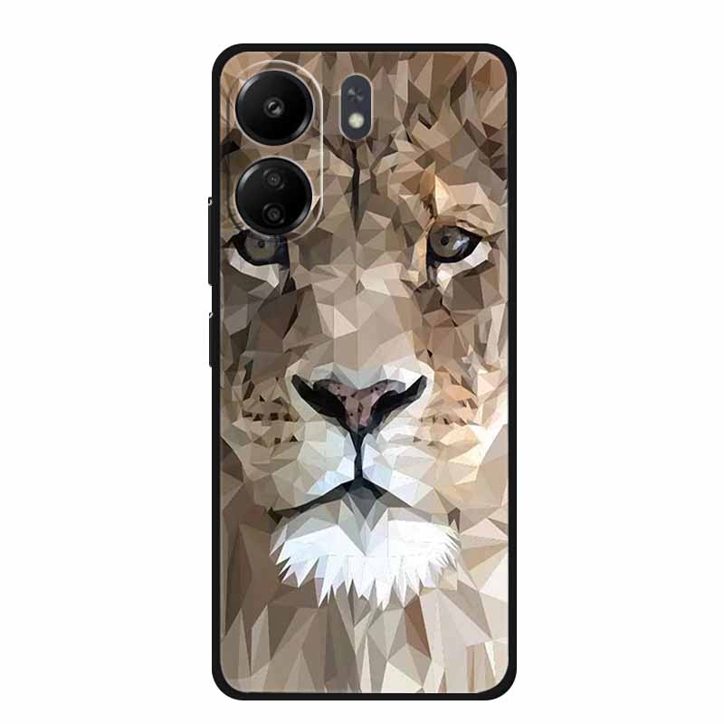 Phone Cases for Redmi 13C 13R Soft Silicone TPU Cover for Xiaomi Redmi13 C R Animal Wolf Funda Vividly Lion Tiger Capa 13 C R