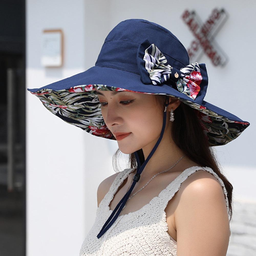 UV Protection Floral Collapsible Sunhat Double Side Wear Fisherman Hats  Vacation