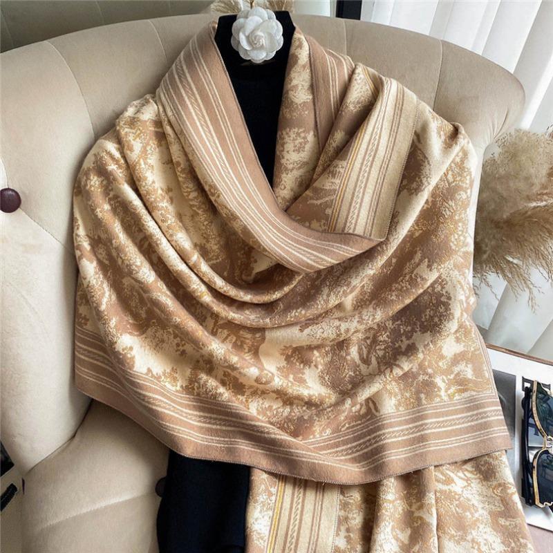 New imitation cashmere scarf women's zoo jacquard decorative shawl scarf thickened warm scarf