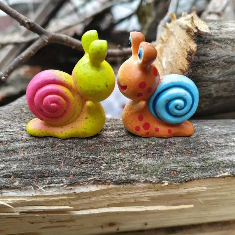 1/2Pcs Cute Couple Snail Figurines Mini Snail Ornament Colorful Resin Snail Statue Decor For Garden Home Fish Tank Car Ornaments