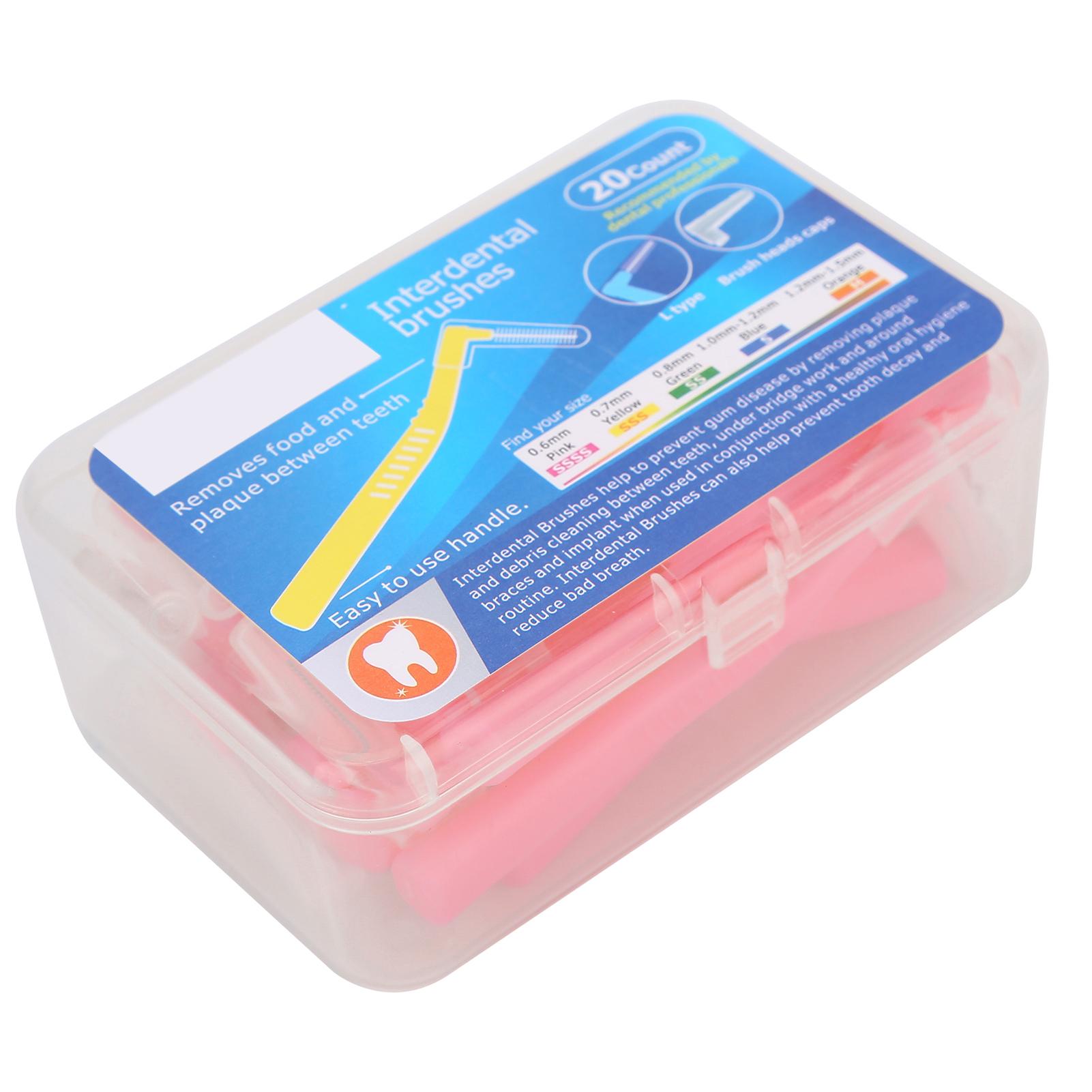 

20 шт. L-образная межзубная щетка, угловые очистители, ортодонтический стоматологический инструмент, зубочистка для чистки зубов Pink